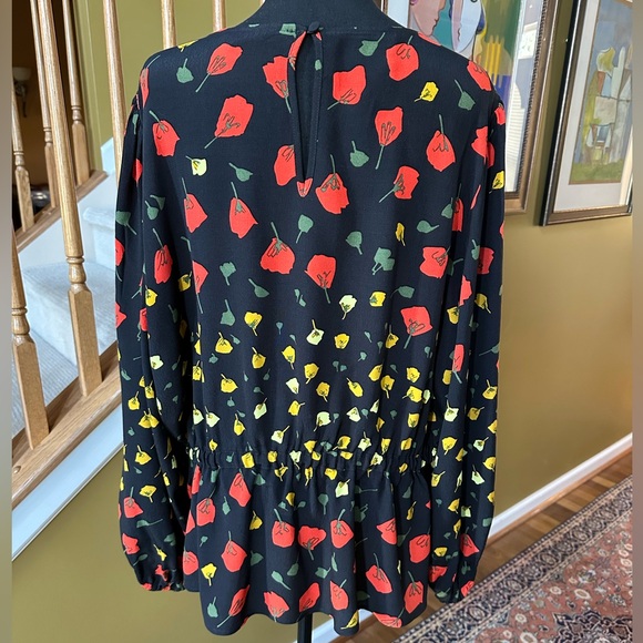 Banana Republic Black Floral Pullover Peplum Blouse - Picture 7 of 9